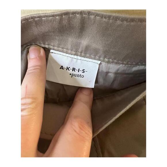 Akris Punto Khaki Front Pleat Knee Length Cotton Blend Skirt Womens Size Small - Picture 5 of 10